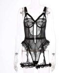 Ensemble de lingerie en dentelle sexy noir mignon