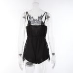 Svart spets sexig babydoll Bakifrån