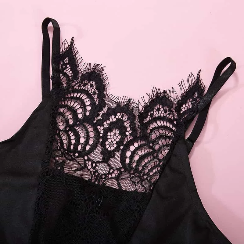 Détails du soutien-gorge nuisette sexy en dentelle noire