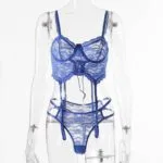 Blue Floral Lace Bustier Bodysuit Blue Floral Lace Bustier Bodysuit