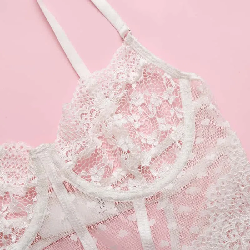 Bra Details Of Floral Lace Cut Out Honeymoon Lingerie Sutiã com detalhes em renda floral e lingerie lua de mel