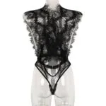 Eyelash Lace Deep V Bodysuit set bagfra