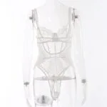 Lingerie lua de mel com recorte floral e vista traseira Lingerie lua de mel com recorte floral e vista traseira