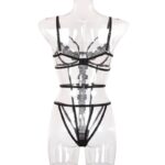 Terno de pelúcia listrado floral vista traseira