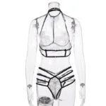 Halter Lace Bra Sexy Lingerie Set Black View