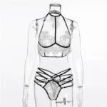 Halter Lace Bra Sexy Lingerie Set edestä katsottuna