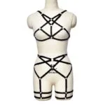 Hohle Brust freigelegtes sexy Riemchen-Strumpfband-Set Vorderansicht