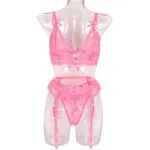 Lace Stitching Bow Girl Suit Front View