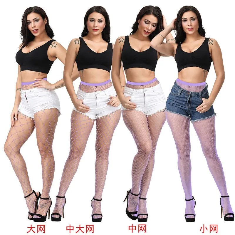 Light Purple Fashion Classic Super Stretch Fishnet Pantyhose Vaalean violetti Fashion Classic Super Stretch -verkkosukkahousut