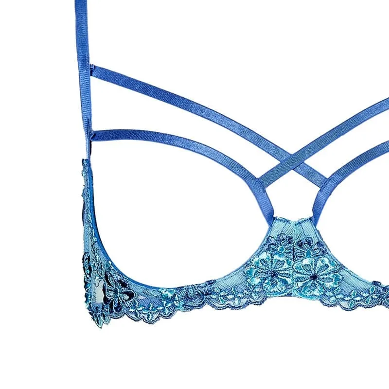 Mermaid Blue Breasts Open Crotch Bra Set03Mermaid Blue Breasts Open Crotch Bra Set Bra Details