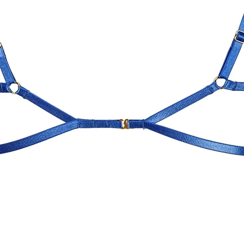 Mermaid Blue Breasts Open Crotch Bra Set05Mermaid Blue Breasts Open Crotch Bra Set Strap Details