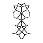 Miss Open Back Bare Breast Women Black Harness Bodysuit
