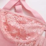 Rose Mignon Dentelle Sexy Teddy Lingerie Ensemble Soutien-Gorge Detalis