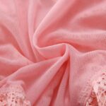 Détails du tissu de l'ensemble de lingerie en peluche en dentelle sexy rose mignon