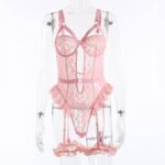 Ensemble de lingerie rose mignon en dentelle sexy en peluche
