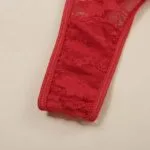 Red Floral Lace Bustier Bodysuit Crotch Details Red Floral Lace Bustier Bodysuit Crotch Details
