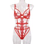 Terno de pelúcia listrado floral vermelho