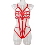 Red Sexy Cutout Body Sculpting Strapy Teddy Suit