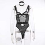 See Through Black Mesh Bodysuit Visa tillbaka