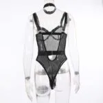 Durchsichtiger schwarzer Mesh-Bodysuit Zurück zeigen