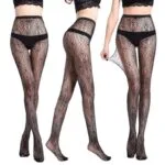 Meia-calça sexy arrastão jacquard transparente na cintura WK07