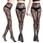 Meia-calça sexy arrastão jacquard transparente na cintura WK07