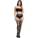 Полосатые женские колготки в сеточку со стразами спереди Показать