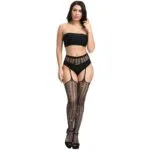 Meia-calça arrastão listrada com strass na frente Meia-calça arrastão listrada com strass na frente