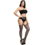 Meia-calça listrada Lady Fishnet com strass Show Meia-calça listrada Lady Fishnet com strass Show