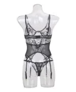 Transparentes Mesh-Korsett mit Strumpfbändern, Rückansicht