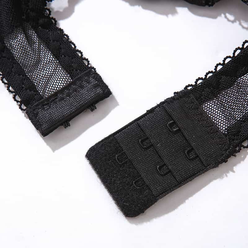 Transparent Mesh Floral Gartered Corset Crotch Button Transparent Mesh Floral Gartered Corset Crotch Button