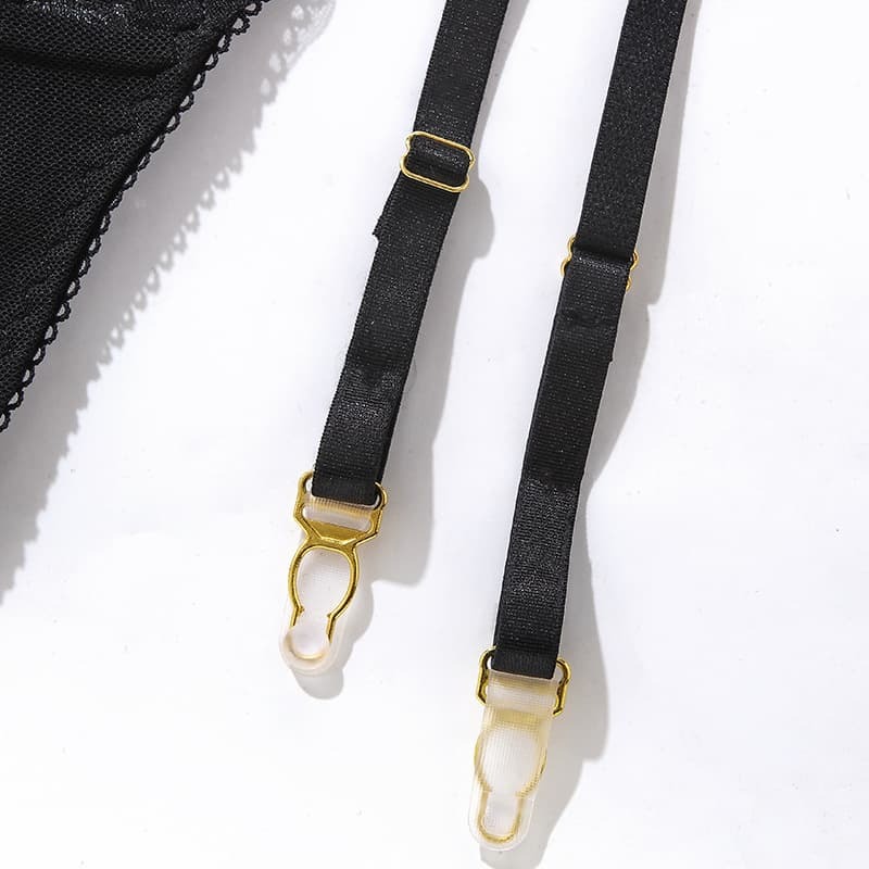 Transparent Mesh Floral Gartered Corset Garter Details Transparent Mesh Floral Gartered Corset Garter Details