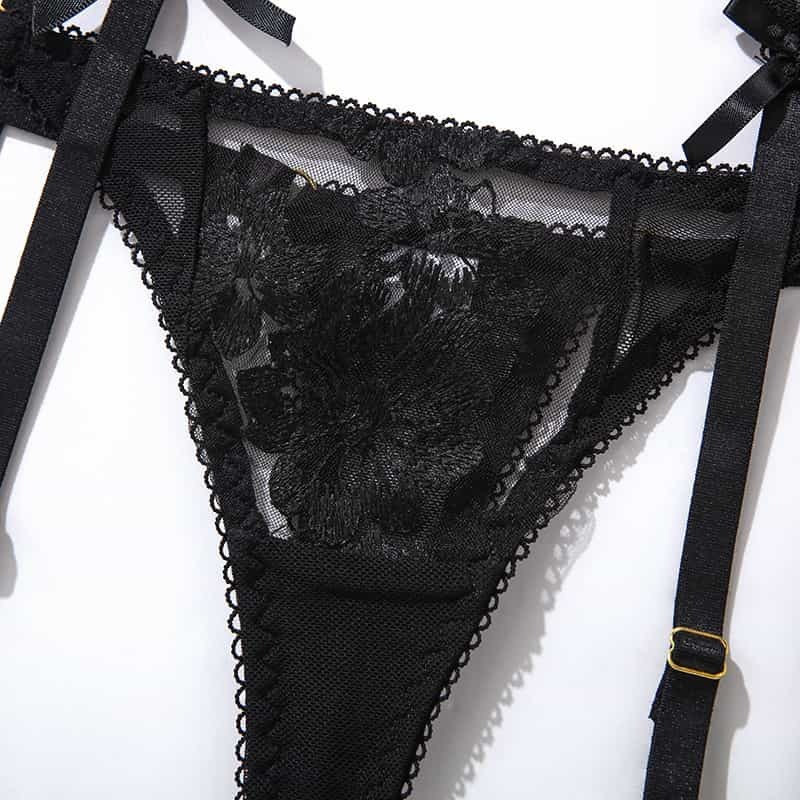Transparent Mesh Floral Gartered Corset Panty Details Transparent Mesh Floral Gartered Corset Panty Details
