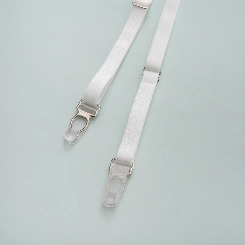 Weiße Spitze gekräuselte Braut Dessous Set Strumpfband Details