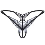 Black Sexy Sequin Embroidered Crotchless Panty