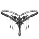 Musta Sexy Tupsu Brodeerattu Pearl Micro Thong Musta Sexy Tupsu Brodeerattu Pearl Micro Thong