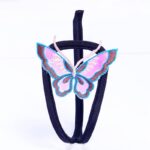 Culotte Bleu Creux Brodée Bow C String