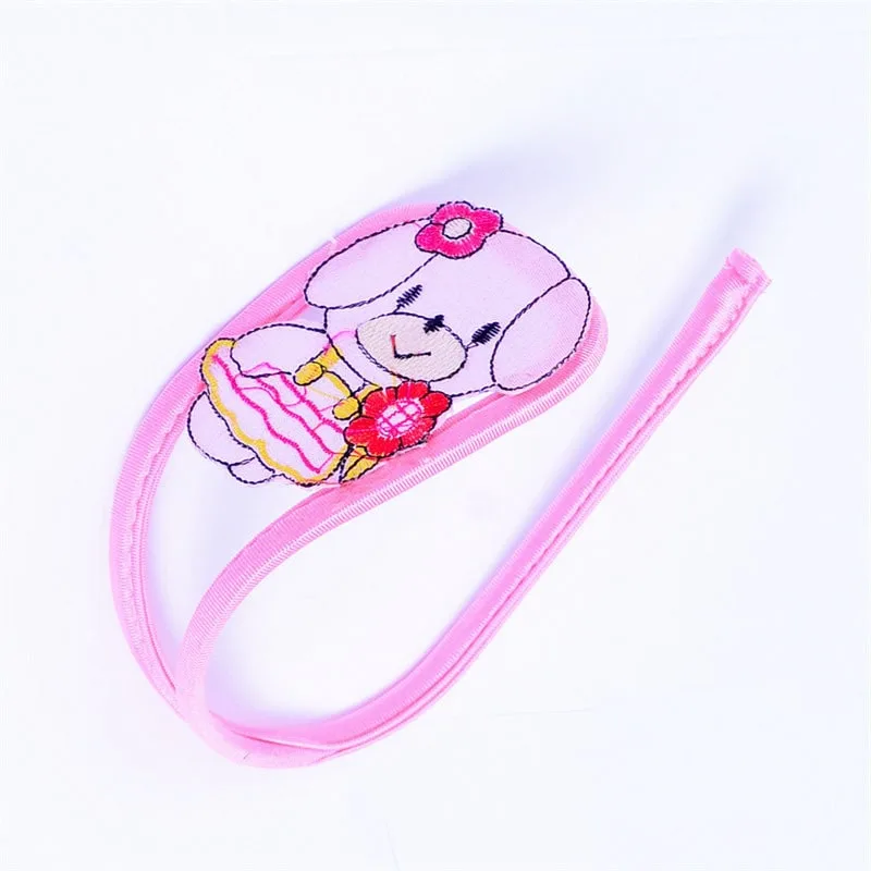 Pink Bear sexy und niedliche Cartoon-Stickerei C-String-Höschen