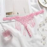 Vaaleanpunainen seksikäs tupsu brodeerattu Pearl Micro Thong Vaaleanpunainen seksikäs tupsu brodeerattu Pearl Micro Thong