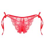 Красные кружевные трусики с двойным бантом на спине