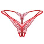 Red Sexy Sequin Embroidered Crotchless Panty Front Show