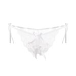 Белые кружевные трусики с двойным бантом