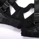 Schwarzes Leder-Motorrad-BH- und Höschen-Set BH-Details(1)