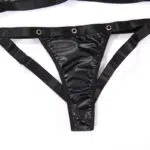 Schwarzes Leder-Motorrad-BH & Panty-Set Höschen anzeigen