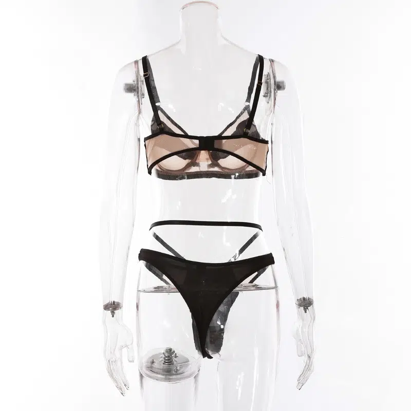 Black Mesh Splicing See-through Sexy Underwear Sexy Suit-Back Show Black Mesh Splicing See-through Sexy Underwear Sexy Suit-Back Show