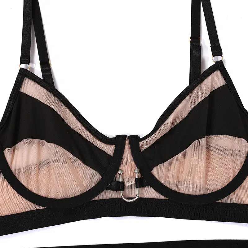 Black Mesh Splicing See-through Sexy Underwear Sexy Suit-Bra Details Black Mesh Splicing See-through Sexy Underwear Sexy Suit-Bra Details