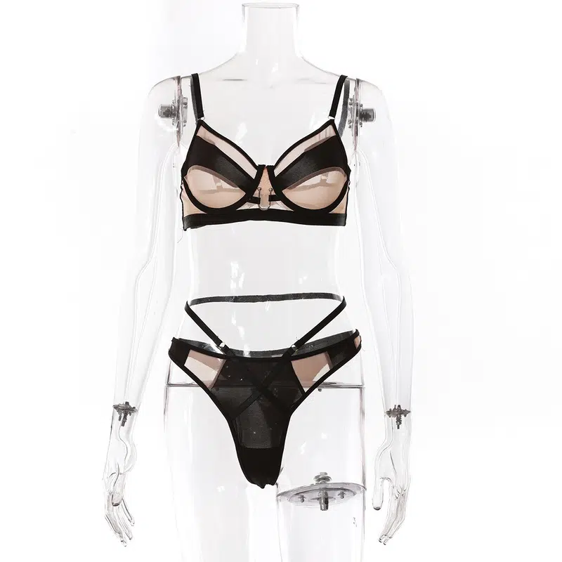 Black Mesh Splicing See-through Sexy Underwear Sexy Suit-Front Show Black Mesh Splicing See-through Sexy Underwear Sexy Suit-Front Show
