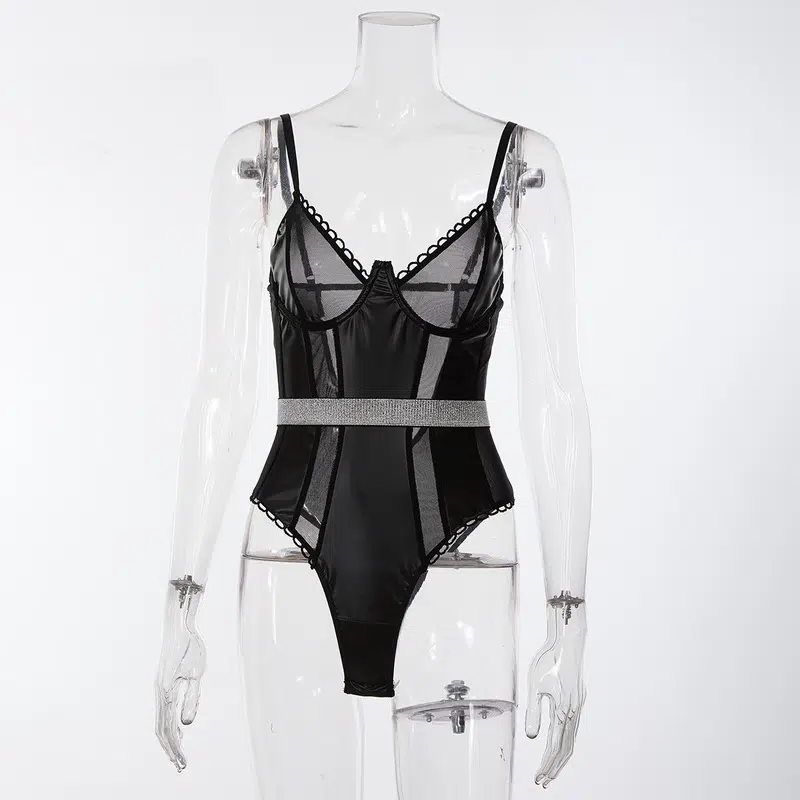 Black Perspective Corset One-Piece Set Front view Black Perspective Korsett Einteiler Vorderansicht
