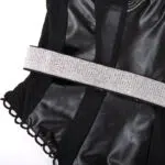 Schwarze Perspektive Korsett einteiliges Set Riemendetails Schwarze Perspektive Korsett einteiliges Set Riemendetails