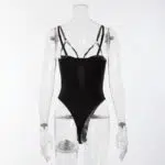 Black Sexy Jumpsuit Hollow Underwear-Back View